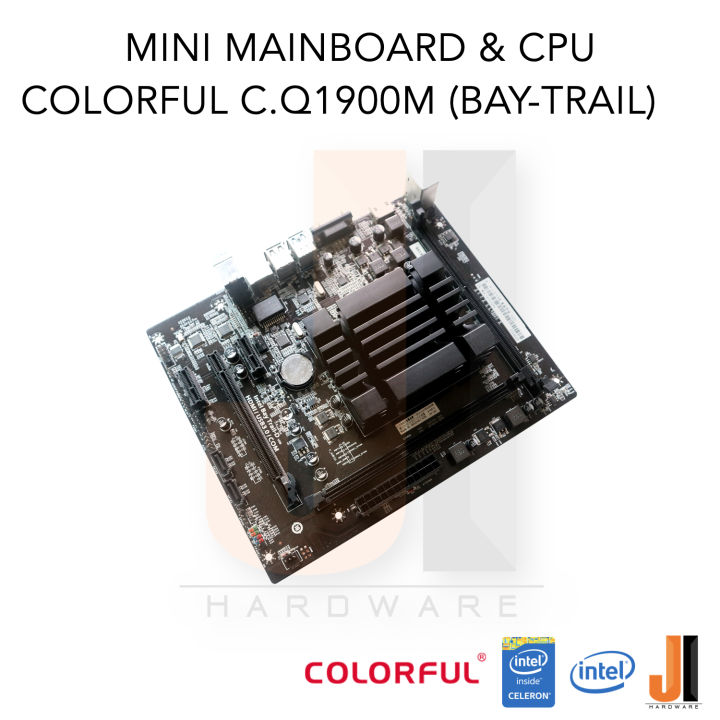 mainboard-with-cpu-colorful-c-q1900m-bay-trail-cpu-intel-celeron-j1900-2-0-2-42ghz-4-cores-4-threads-10-watts-tdp-pas-sive-cpu-cooler-สินค้ามือสองสภาพดีมีฝาหลังมีการรับประกัน