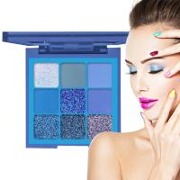 Blue Eyeshadow Palette 9 Colors Blue Glitter Eyeshadow Palette Multifunctional High Brightness Shadow Palette Long Lasting Waterproof Makeup Supplies for Girls Teens nearby