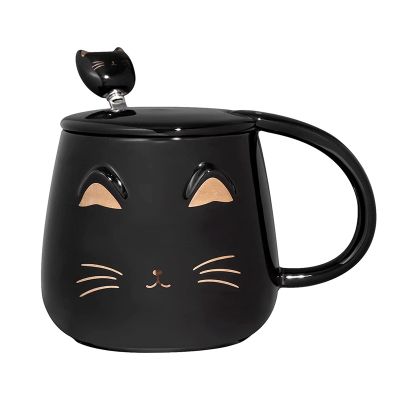 Cat Mug Cute Kitty Mug Novelty Coffee Mug Cup with Stainless Steel Spoon Gifts for Women Wife Mum Friend Teacher