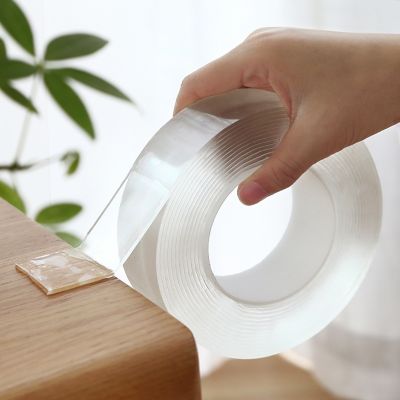 1/2/3/4/5M Nano Tracsless Tape Double Sided Tape Transparent No Trace Reusable Waterproof Adhesive Tape Cleanable Home Tape