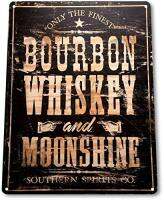 Bourbon วิสกี้ Moonshine ราวตกแต่งผนังย้อนยุคผุกร่อนมนุษย์ถ้ำโลหะป้ายดีบุก8x12in