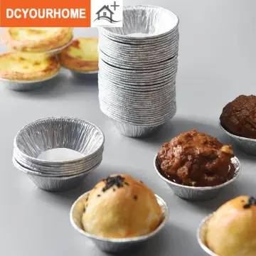 100PCs Disposable Aluminum Foil Baking Cups Egg Tart Pan Cupcake