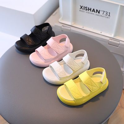 Summer Children Sandals Cute Solid Color Beach Shoes Beautiful Yellow Pink Girls Toe Sandals Breathable Boys Sandal