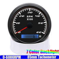 7สี Backlight 85มม. TACHOMETER กันน้ำ IP67 0 ~ 6000 rpm tacho Gauge สำหรับเบนซินดีเซลรถเรือ Yacht 12V 24V