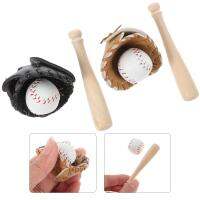 2 Sets Mini Baseball Toys Kids Gift Set Miniature Baseball Bat Glove Gift Sets Kids Simulation Baseball Props Mini Sports Balls