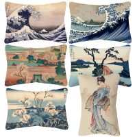 Japanese Culture Painting Cushion Covers Japan Ukiyoe Mount Fuji Cherry Blossom sakura Cushion Cover Lumbar Linen Pillow Case