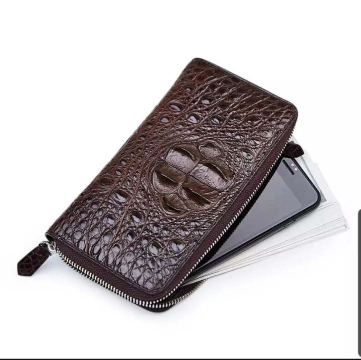 กระเป๋า-กระเป๋าสตางค์-แบบใบยาว-ลายหนังจรเข้-crocodile-men-wallet-พร้อมส่งจากไทย