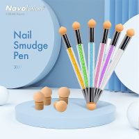 Navolution Nail Art Gel Polish Color Gradient Brush With 4 Replace Sponge Heads Glitter Powder Dotting Gradient Pen Sponge Nail