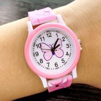 นาฬิกาข้อมือเด็กน่ารักนาฬิกาข้อมือการ์ตูนผีเสื้อพิมพ์ลายนาฬิกาข้อมือสตรี,นาฬิกาข้อมือสายคล้องคอซิลิโคนเด็กแฟชั่นใหม่