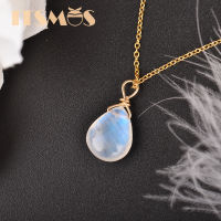 ITSMOS Natural Moonstone US 14k gold jewelry Chain Pendant Necklace Simple Elegant Jewelry for Women Romatic Gift