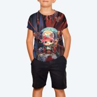 ONE PIECE Kids Boys Round Neck T-Shirt Japanese Anime Print Summer Casual Shirt【5-14Years Old】