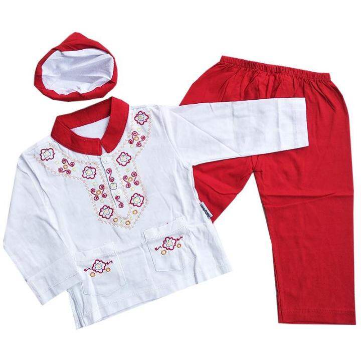 Baju Koko Anak Bayi Setelan Lengan Panjang ABIL Kaos Peci Pakaian