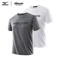 Mizuno เสื้อยืดแบบแห้งเร็วของผู้ชาย,คอกลมไอซ์ซิลค์ยืดหยุ่นแขนสั้นการพักผ่อนกลางแจ้งผู้ชายสำหรับฤดูร้อน