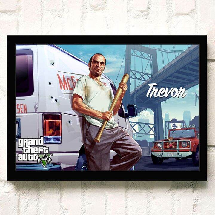 วิดีโอเกม-gta-5-grand-theft-auto-art-decor-คุณภาพผ้าใบภาพวาดตกแต่งบ้านโปสเตอร์-living-room-wall-decor-โปสเตอร์-new