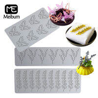 Meibum ผีเสื้อและใบออกแบบหัตถกรรมน้ำตาลซิลิโคน Pad Lace Mat แม่พิมพ์เค้กซิลิโคนช็อกโกแลตขนมตกแต่งเครื่องมือ-sdgerte