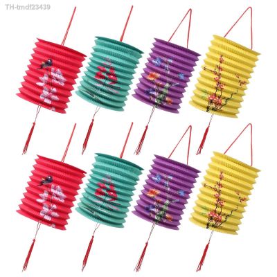 ♛ 8pcs Folding Organ Design Paper Lanterns Chinese Hanging Tassel Mid-Autumn Decorations