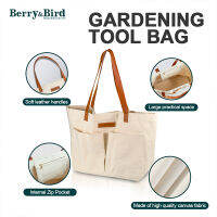 Berry&amp;Bird ชุดเครื่องมือสวนผ้าใบพร้อมกระเป๋า, ถุงเก็บของอเนกประสงค์สำหรับทำสวนช้อปปิ้งตั้งแคมป์กีฬาเดินทาง