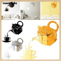 สติกเกอร์รูปลอกถ้วยกาแฟแบบมีกาวในตัวเครื่องประดับบ้านถอดได้ FANGCU272นาฬิกาติดผนัง DIY พื้นผิวกระจกควอตซ์เงียบ