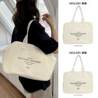 Summer single-shoulder large-capacity commuter canvas tote bag female 2023 new portable short-distance luggage bag travel bag 【QYUE】