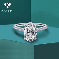 Kutgra แหวนเพชรโมอิส3CT สำหรับผู้หญิงแหวนหมั้นเงิน925แหวนแต่งงาน PF