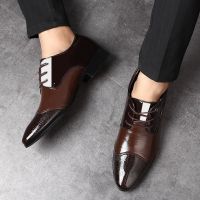 2020 New British Mens Slip on Split Leather Pointed Black Brown Toe Men Shoes Business Wedding Oxfords Formal Shoes for Male 48