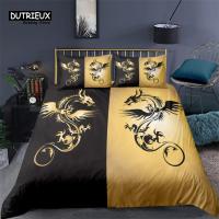 Luxury 3D Golden dragon Print Home Living Comfortable Duvet Cover Set Pillowcase Kid Bedding Set Queen and King EU/US/AU/UK Size