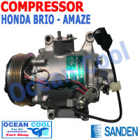 คอมเพรสเซอร์ ฮอนด้า บริโอ้ , อเมซ SANDEN TRSA06 แท้ COM0048 compressor Honda Brio , Amaze คอมแอร์รถยนต์ คอมแอร์ คอมเพลสเซอร์ อะไหล่ แอร์ รถยนต์