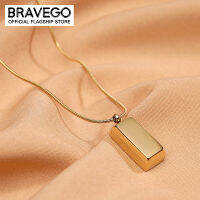 Bravego สร้อยคอจี้อิฐสีทองขนาดเล็กสำหรับผู้หญิงโลหะไทเทเนียมแฟชั่นขนาดเล็กสำหรับผู้ชายเงินสร้อยคอร้อยห่วงของขวัญสำหรับคู่รัก