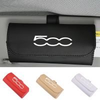 ❁❂ Car Sun Visor Glasses Box Leather Sunglass Holder For Fiat 500X 500SPORT 500L 500c 500 500e abarth Multi function Glasses Clip