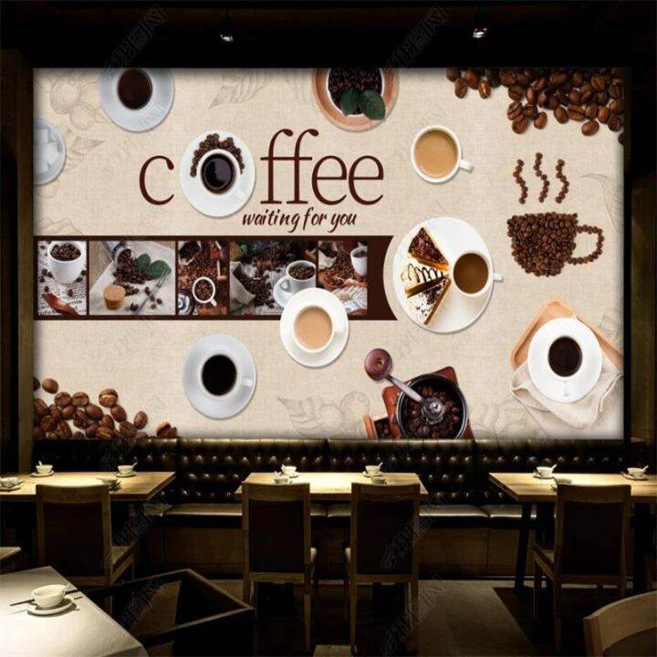Retro Casual Coffee Shop Theme Industrial Decor Background Wall Custom