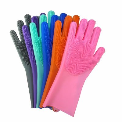 Kitchen Gloves Silicone Cleaning Brush Magic DishWashing Gloves For Household Scrubber Rubber Dish washing Gloves Safety Gloves