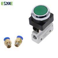 1pcs Mechanical valve 1/8 quot; Thread 2 Position 3 Way Green Flat Push Button Momentary Pneumatic Valve MOV 321PP