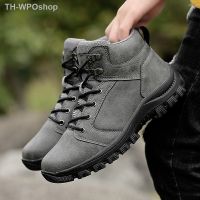 【รองเท้า】 Size 39-47 Mens Outdoor High Tops Hiking Shoes Grey