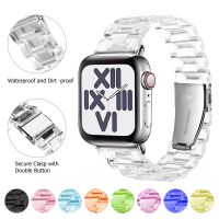 Tali Resin Transparan untuk Tali Jam Tangan Apple 42Mm 40Mm Korea 44Mm 38Mm Gelang Pintar Tautan Iwatch Seri 8 7 6 5 4 SE 41MM 45MM