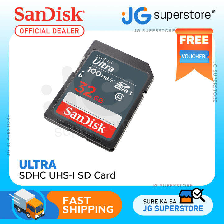 Sandisk Ultra SD Card 32GB UHS-I SDHC Class 10, 100MB/s Read Speed ...