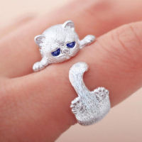 100 925 Sterling Silver Sweet Cute Cat Animal Ladies Finger Rings Promotion Jewelry Women Open Party Ring Never Fade