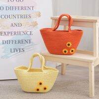 【hot】 Kids Hand Hangbags Little Handbag for Fashion Cotton Rope Woven Beach Handle