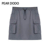 PEAR DODO ชุดเดรสทำงานครึ่งตัวแบบลำลองทรงหลวมสไตล์เกาหลีกระโปรงสั้นเชือกผูกเอวยางยืดสำหรับผู้หญิง