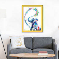 สีน้ำ Elephant ผ้าใบวาดภาพ Frameless ของตกแต่งผนังบ้าน Art PosterWhite พื้นหลังสีน้ำ Elephant B สไตล์การแต่งบ้านภาพวาดหลัก14066