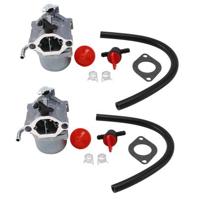 2X 590399 Carburetor Carb for Briggs &amp; Stratton 796077 Lawn Mower Engine with Gasket Fuel Line Filter Valve