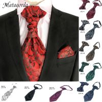 Tuxedo Vest Ascots Tie Cravat 35x12cm Mans Dress Suit Double Hong Kong Knot Neckwear Gentleman Neckties Party Pre-Tied Men Gift