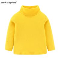 Mudkingdom Boys Girls Fleece Shirts Unisex Turtleneck Solid Long Sleeve Basic Tops for Kids Winter Shirt Soft Children Clothes