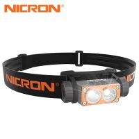 Nicron H15 ไฟฉายคาดศีรษะ 700lm สปอตฟลัด สองสวิช LED ไฟฉายคาดศีรษะ แบบพกพา 14500 ชาร์จไฟได้TH