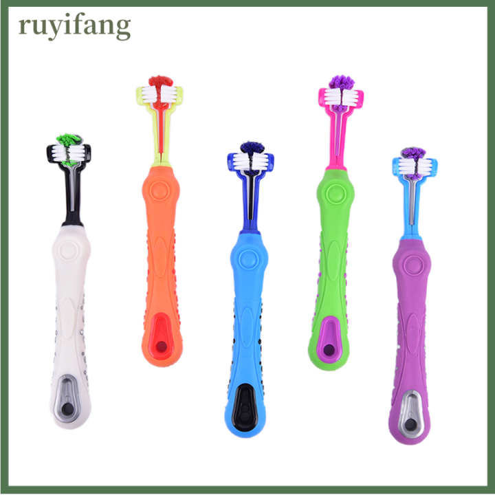 ruyifang-แปรงสีฟันสุนัขสามด้านสัตว์เลี้ยงทำความสะอาดปากสะอาดเครื่องมือดูแลดูแลฟัน