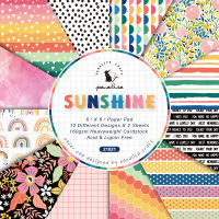 Scrapbook Paper 15x15cm (6x6"), Sunshine Colorful Scrapbooking Paper 160Gsm Cardstock Backgrounds Card DIY Art Craft 24 Sheets