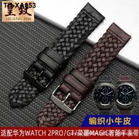 ⌚▥ (Substitute) Hand-woven personalized leather strap Substitute watchGT Huami watch for men and women 22mm