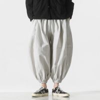 、’】【= Spring Summer Mens Hip Hop Retro Haren Pants Japanese Trendy Casual Wild Large Size Harajuku Solid Color Jogger Casual Pants