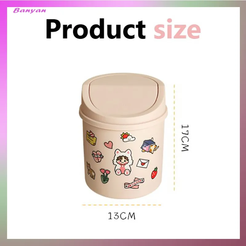 Mini Desktop Bin Small Trash Can Tube 1Pcs with Cover Bedroom Trash Can  Garbage Can Clean Workspace Storage Box Home Desk