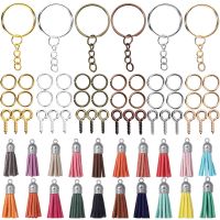 110Pcs Jewelry Making Kits Keychain Colorful Tassels Open Jump Ring Eye Pin Set for DIY Resin Pendant Keyrings Jewelry Supplies Key Chains