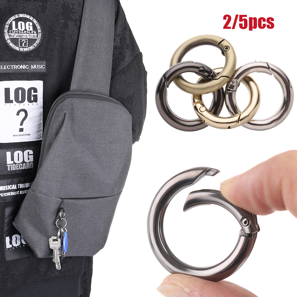 2/5pcs Gate Spring O-Ring Buckles Clips Handbags Round Push Trigger Snap Hooks 
